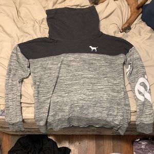 Pink Victoria secret gray bunch neck sweatshirt